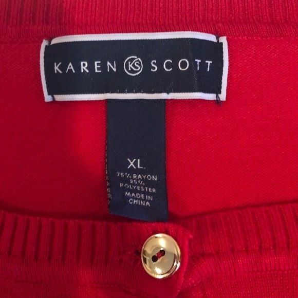 Karen Scott Red Button Front Cardigan Extra Large - Picture 4 of 6